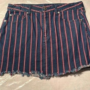 Striped Red and White Denim skirt